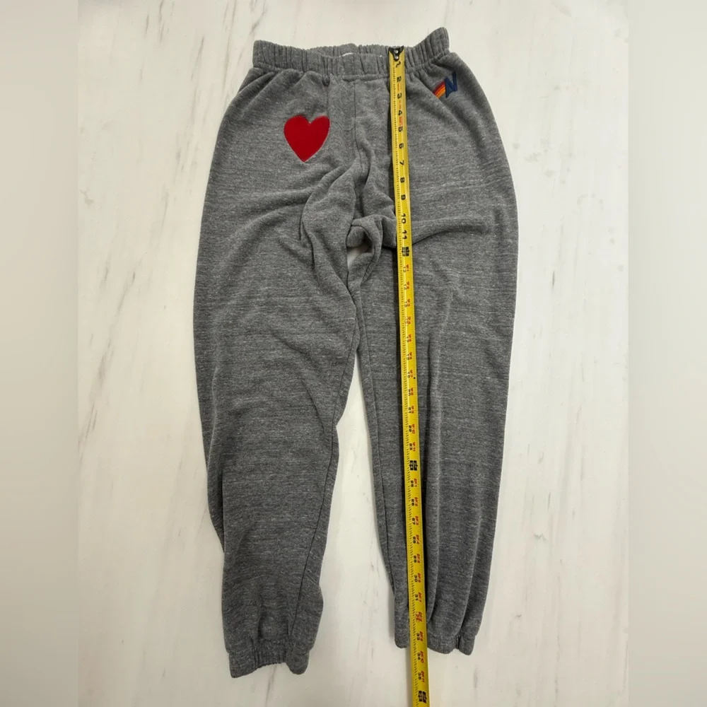 Aviator Nation Gray Joggers with Red Heart Women’s SMALL - Picture 4 of 6